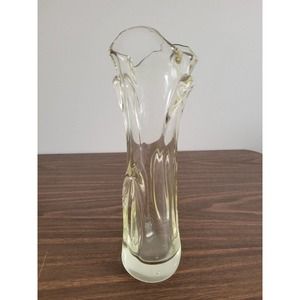 Vintage Jan Beranek Skrdlovice Czech Art Glass Clear Bud Vase MCM